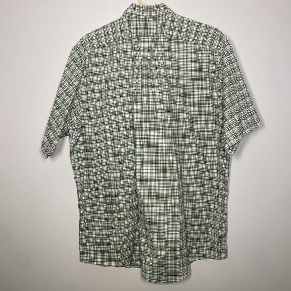 Eddie Bauer Wrinkle Free Relaxed Fit Mens XLT Button Up Green Plaid Short Sleeve - Picture 3 of 7